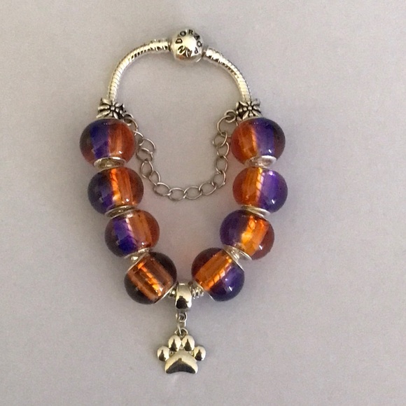 Jewelry - Clemson Tigers Pandora Bracelet with REGULAR BEADS Jewelry - Clemson Tigers Pandora Bracelet with REGULAR BEADS